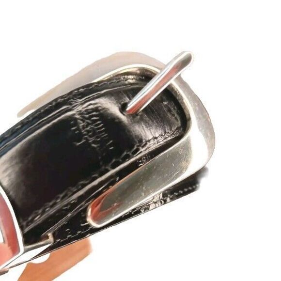 Onyx by Brighton Black Croc Embossed Leather Men’s Belt Silver Buckle Size 48 - Picture 5 of 16